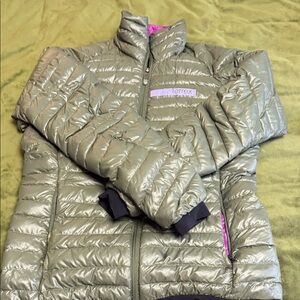 Adidas Terrex Green Puffer Jacket with Fuschia Lining